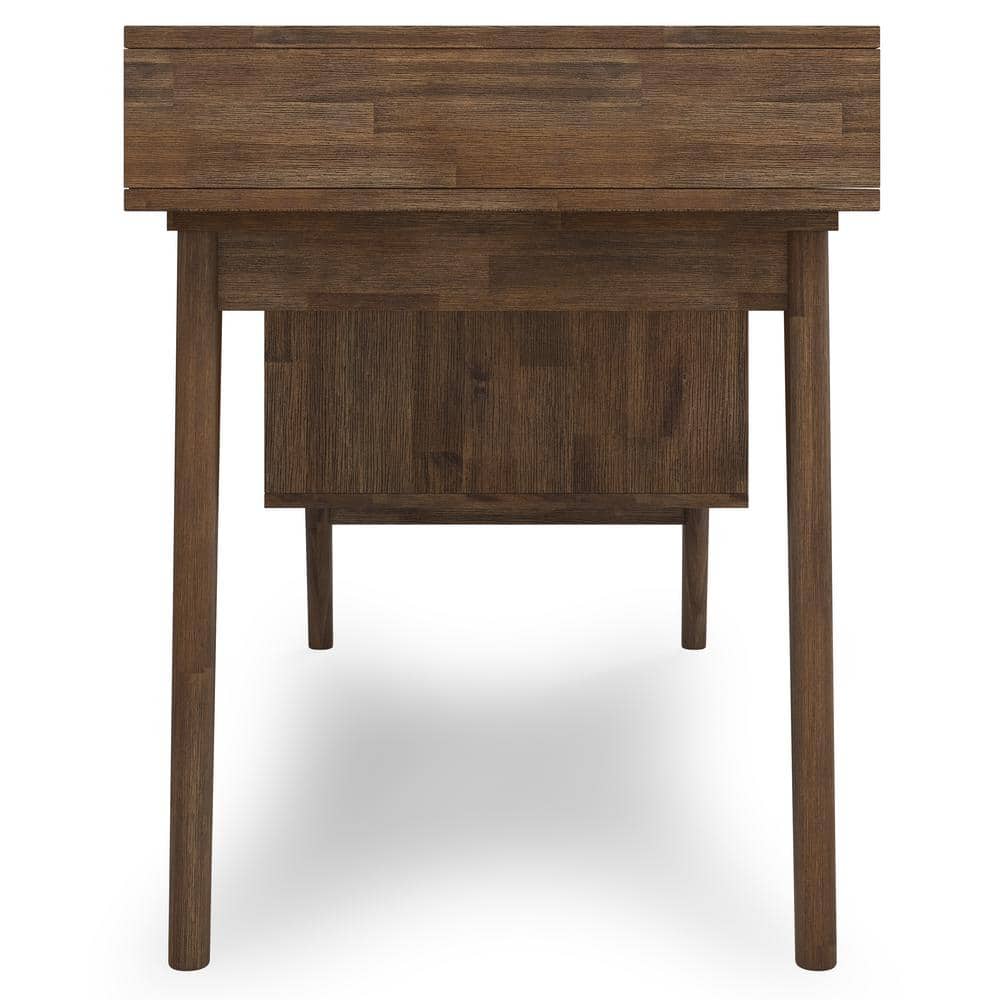 Clarkson 60" Aged Brown Solid Acacia Wood Computer Desk with Drawers