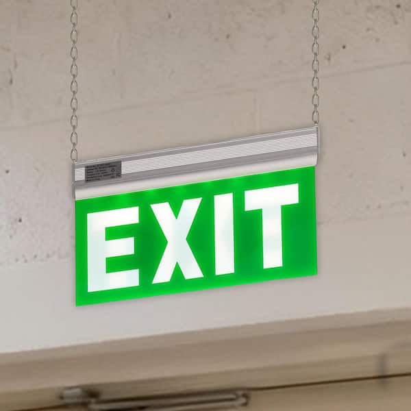 アルミニウム LED EXIT サイン YANSUN 3-Watt Green LED Edge Lit Exit Sign Brushed Aluminum