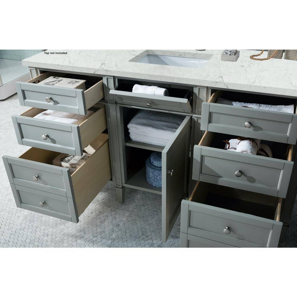 Urban Gray 60" Solid Wood Single Vanity Base with Backsplash