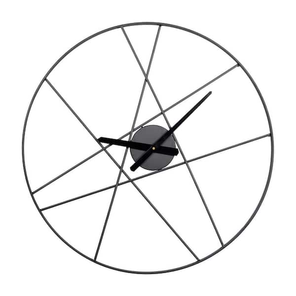 CosmoLiving by Cosmopolitan Black Metal Open Frame Round Analog Wall Clock