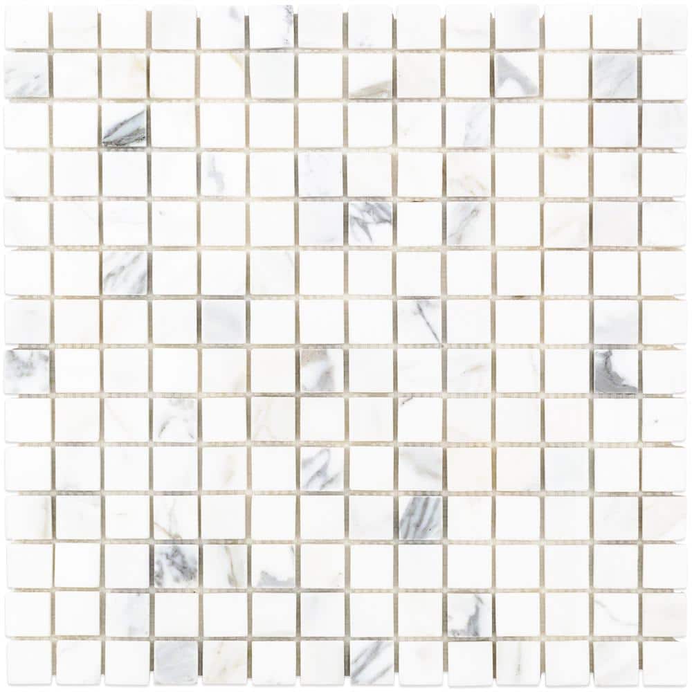 Calacatta Squares White & Gray 12 in. x 12 in. x 10.5 mm Marble Mosaic price history on PriceWatchPro