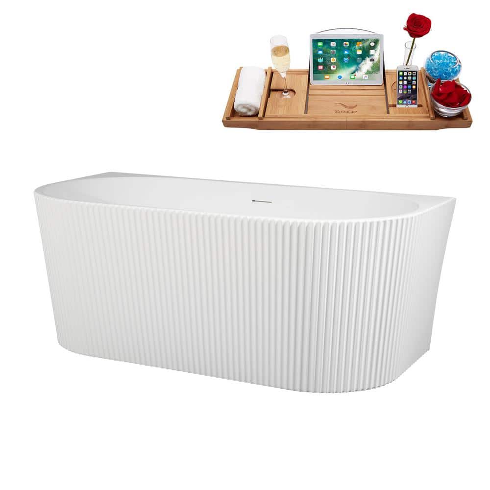 58.5" Glossy White Acrylic Freestanding Double Slipper Tub