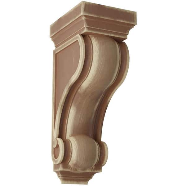 Ekena Millwork 6 in. x 16 in. x 7-1/2 in. Weathered Brown Devon Traditional Wood Vintage Decor Corbel