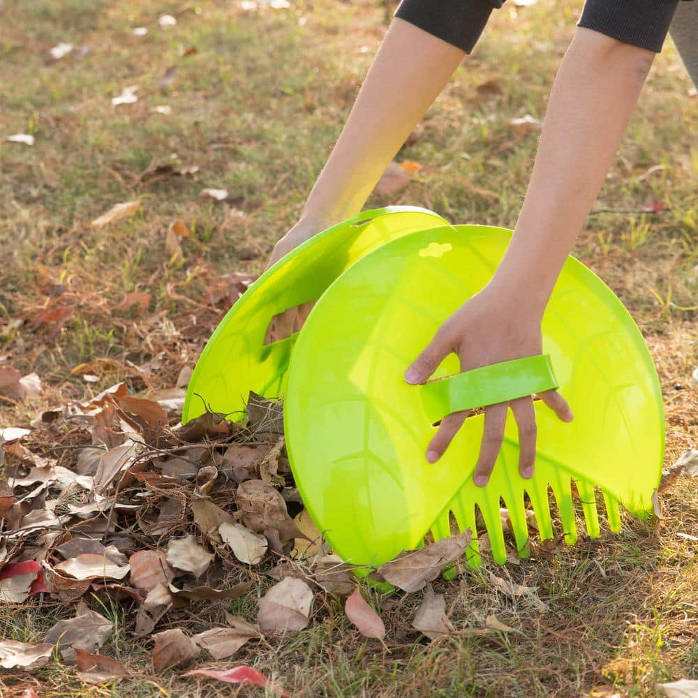 Red Plastic Leaf Scoops for Lawn and Garden Cleanup