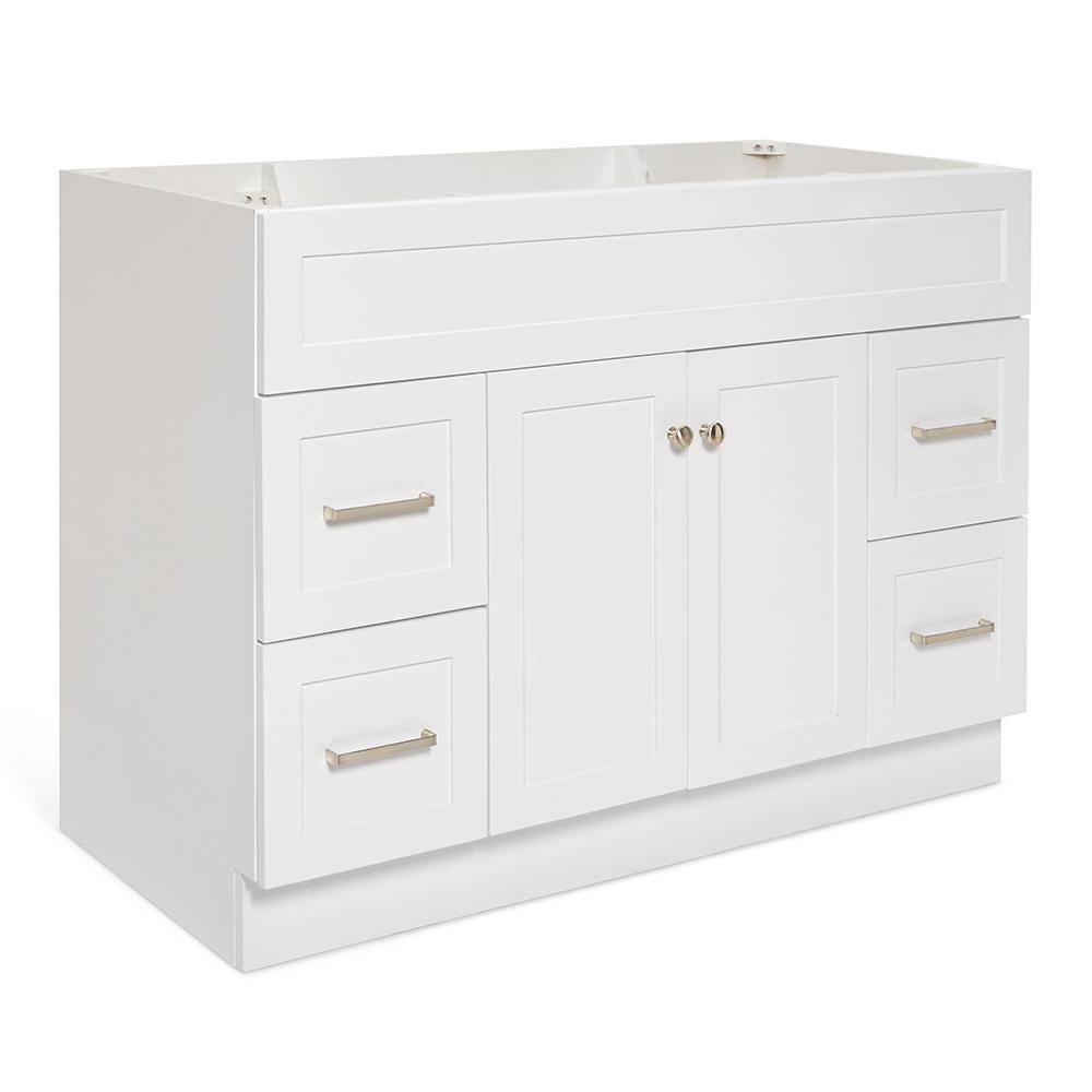 Hamlet 48" White Freestanding Single Vanity Cabinet with Nickel Hardware