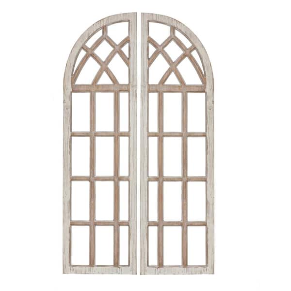 LuxenHome 2-Piece Rustic Wood Finish Window Wall Applique Decor