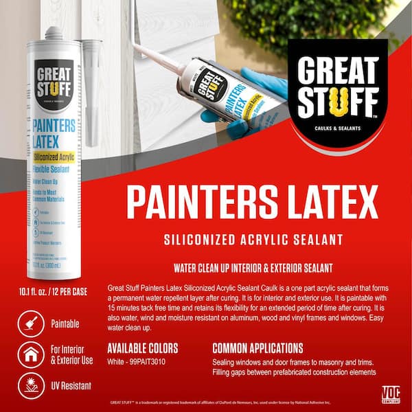 Alex Fast Dry Acrylic Latex Plus Silicone Caulk, 10.1 Ounce, 12pack, Size: 10.1 oz, White