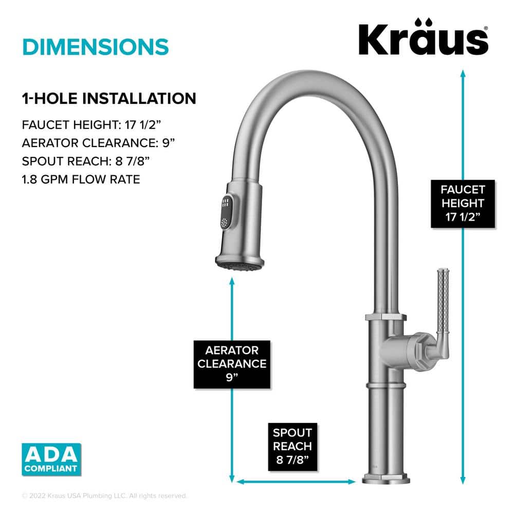 Spot-Free Stainless Steel Pull-Down Single Handle Kitchen Faucet