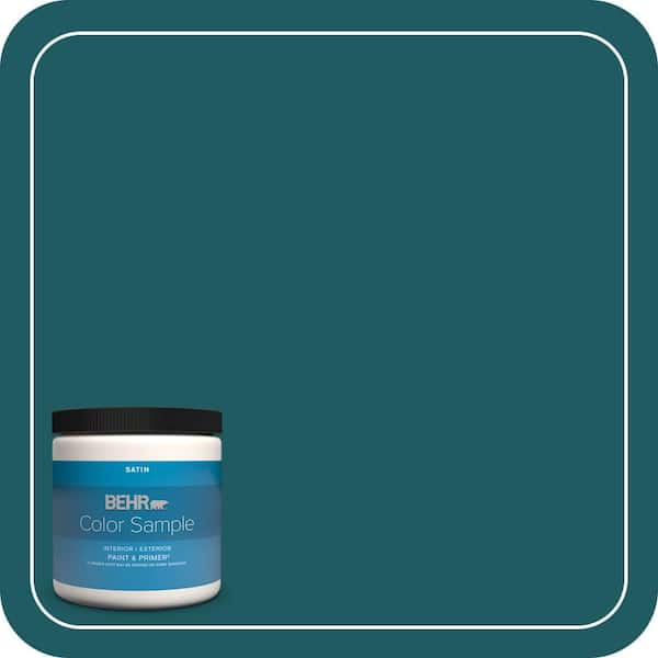 BEHR PREMIUM PLUS 8 oz. #S-H-510 Moonlit Pool Satin Enamel Interior/Exterior Paint & Primer Color Sample