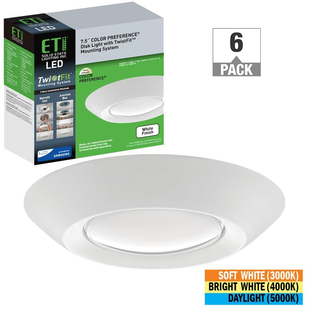 5 in./6 in. LED Disk Light Flush Mount Ceiling Light 1000 Lumens Surface or Recessed Mount 3000K 4000K 5000K (6-Pack) price history on PriceWatchPro