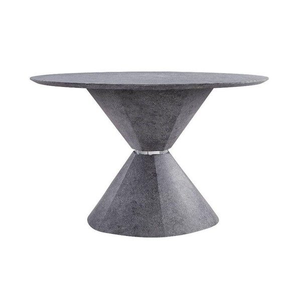 Benjara 47 in. Gray Faux concrete Top Pedestal Dining Table (Seat of 4 ...