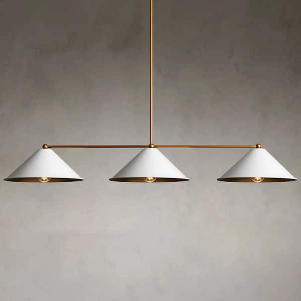 John 3-Light Modern White Cone Linear Chandelier