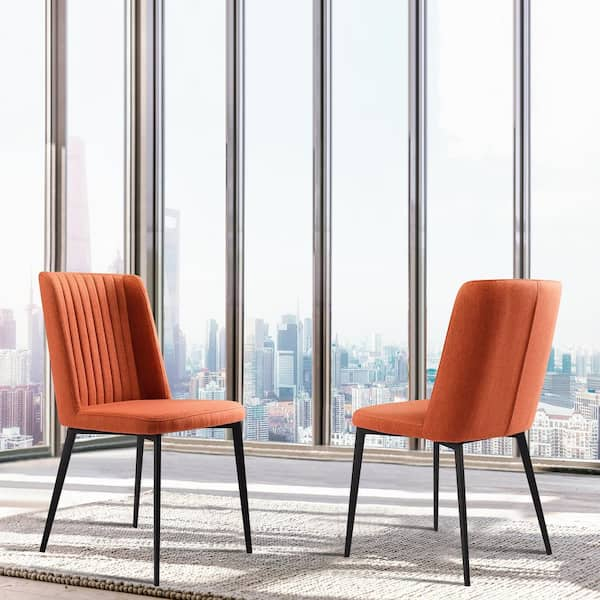 Armen Living Maine Orange Fabric Dining Chair - Set of 2