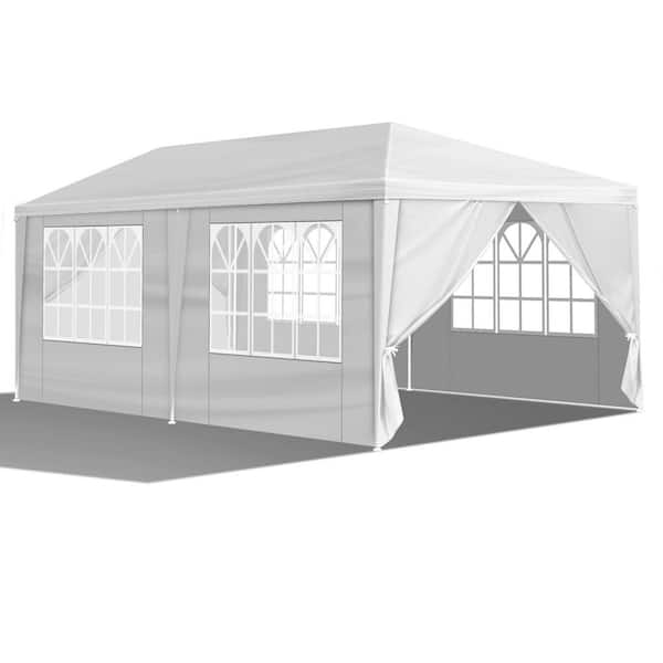10 ft. x 20 ft. White Wedding Pop-Up Canopy with 6 Removable Sidewalls