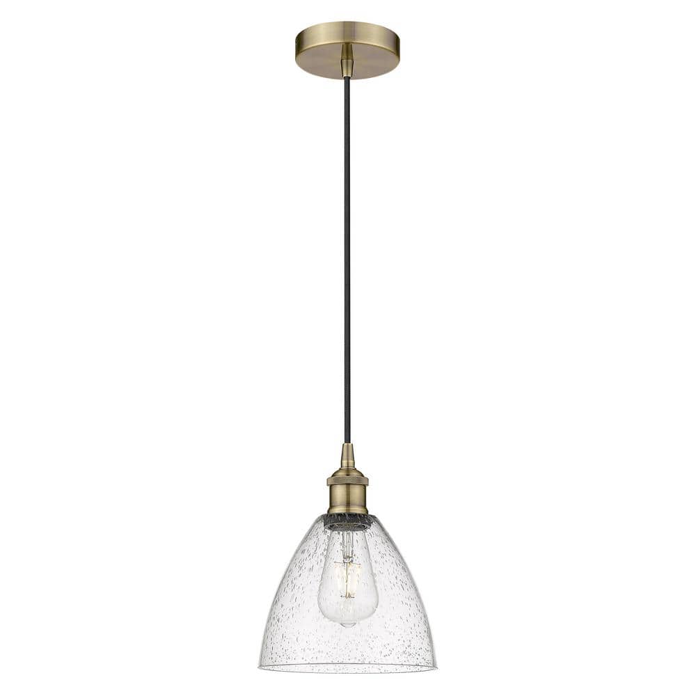 Edison Dome 60-Watt 1-Light Antique Brass Standard Mini Pendant Light with Seeded Glass Shade, No Bulbs Included price history on PriceWatchPro