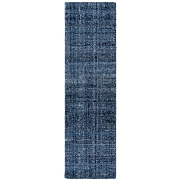 Abstract 2 ft. x 8 ft. Navy/Black Classic Marle Runner Rug