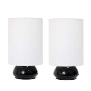 9 in. Black Mini Touch Table Lamp Set with Fabric Shades (2-Pack)
