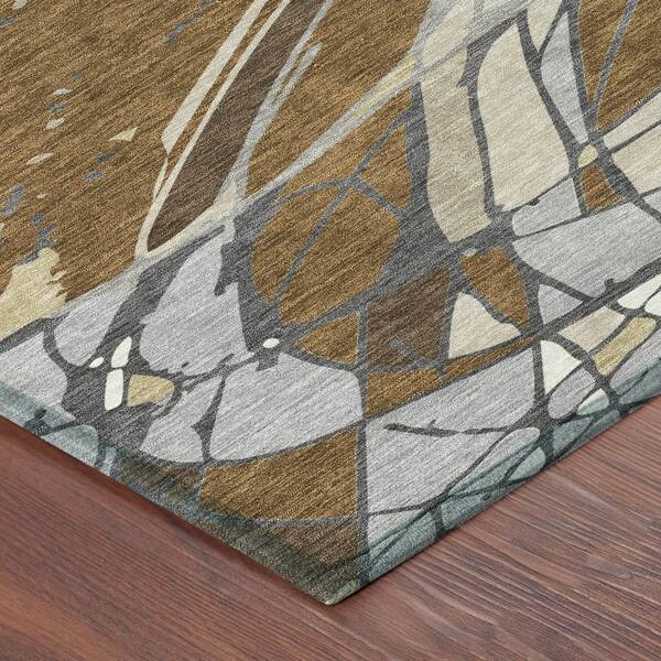 Chantille Machine Washable Indoor/Outdoor Abstract ACN2862 Chocolate 2 ft. x 3 ft. Accent Rug