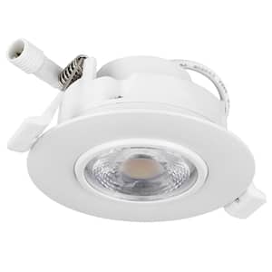 3 in. Round Gimbal LED Dimmable Downlight Fixture, CCT Color Tunable Switch 3000K 4000K 5000K