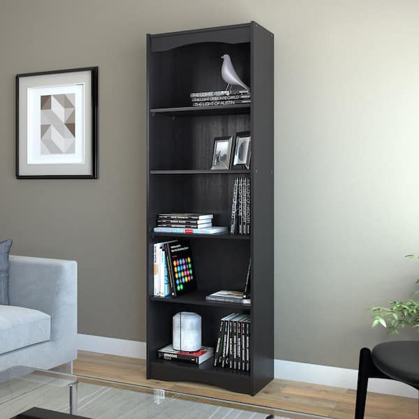 59 Adjustable 4 Shelf Quadra Bookcase Faux Woodgrain Finish White -  CorLiving