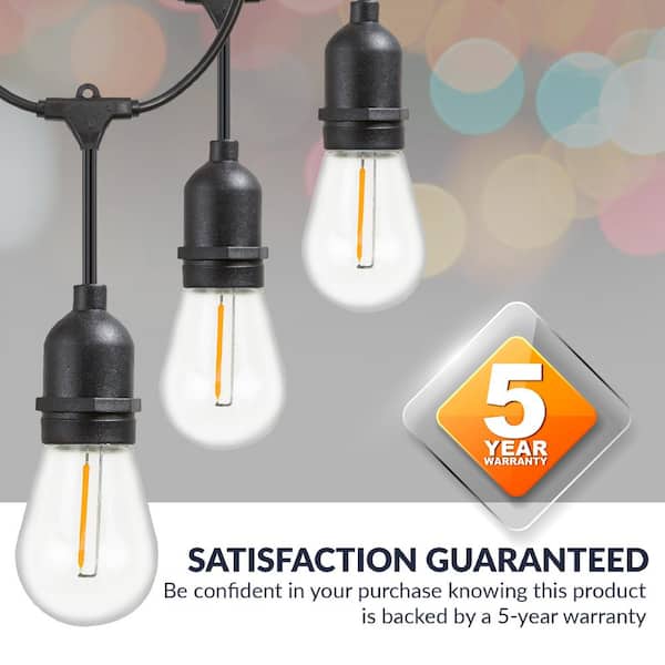 Newhouse Lighting Outdoor 48 ft. Plug-In S14 Edison Bulb LED String Light  with Wireless 265W Dimmer, Remote Control, Extra Bulb, Black CSTRINGLEDDIM  - The Home Depot