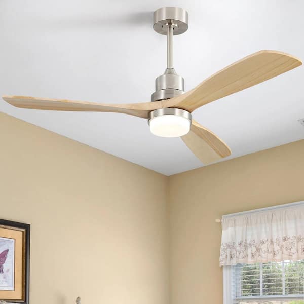 Sofucor 52 in. Integrated LED Indoor/Outdoor Brushed Nickel Ceiling Fan with Light Kit and Remote Control