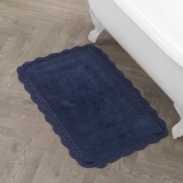 Crochet Blush 21 in. x 34 in. Solid 100% Cotton Bath Rug