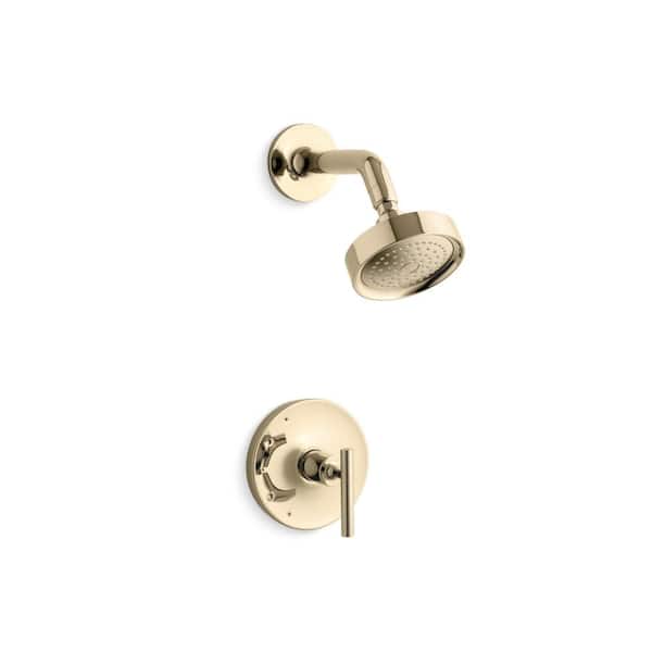 KOHLER Purist 1-Handle 2.5 Gpm Rite-Temp Shower Trim Kit with Lever Handle in Vibrant French Gold
