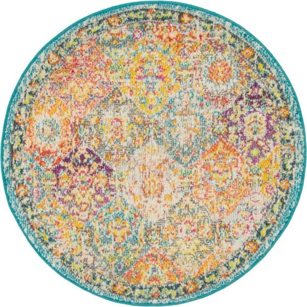 Unique Loom Penrose Blake Multi 3 ft. 3 in. x 3 ft. 3 in. Round Rug