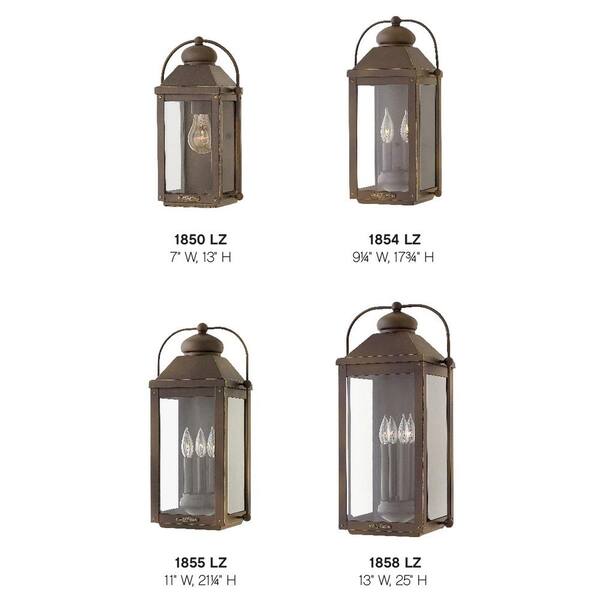 HINKLEY - Anchorage Large 3-Light Light Oiled Bronze Outdoor Wall Mount Lantern Sconce
