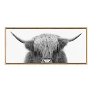 Hey Dude Highland Cow by The Creative Bunch Studio Framed Animal Canvas Wall Art Print 18.00 in. x 40.00 in. .