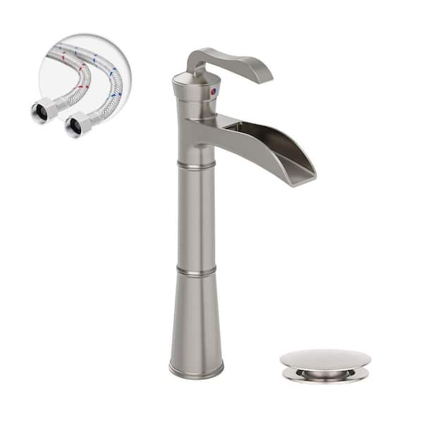 BWE Single Hole Single Handle Bathroom Vessel Sink Faucet in Brushed Nickel