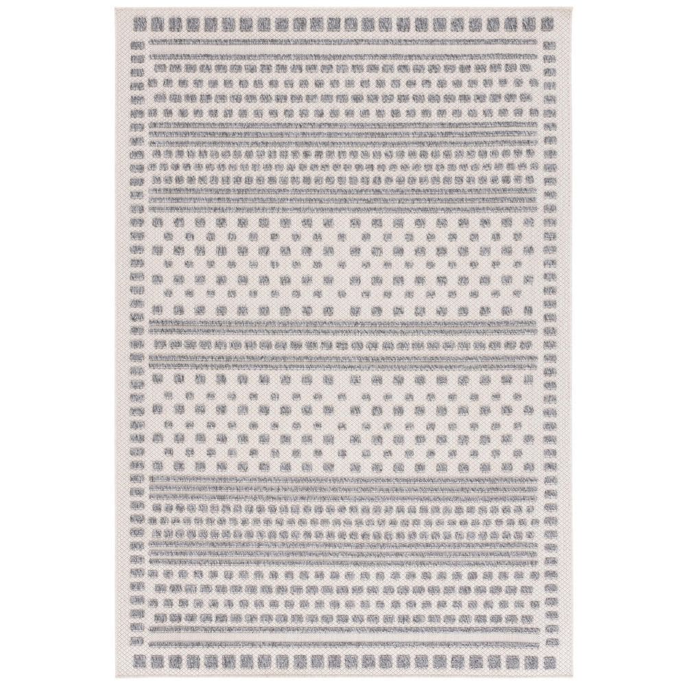 Gray and Beige Geometric 8' x 10' Synthetic Area Rug