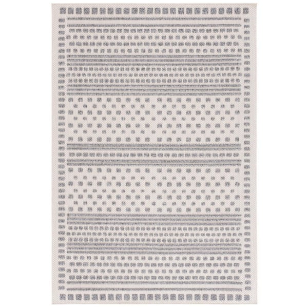 Milos Beige/Gray 9 ft. x 12 ft. High-Low Geometric Striped Indoor/Outdoor Area Rug