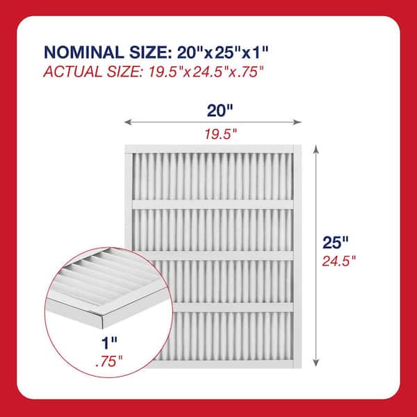 AAF Flanders 20 in. x 25 in. x 1 in. Perfect Pleat MERV 8 Self