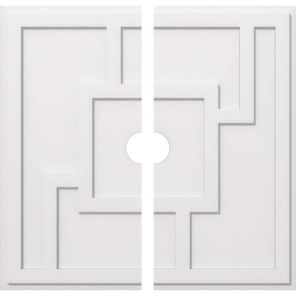 Ekena Millwork 1 in. P X 12-1/2 in. C X 36 in. OD X 4 in. ID Knox Architectural Grade PVC Contemporary Ceiling Medallion, Two Piece