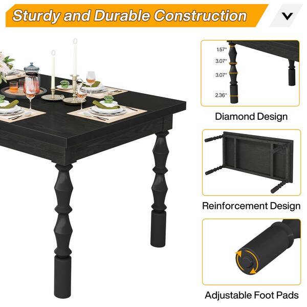 TRIBESIGNS WAY TO ORIGIN Alan Farmhouse Black Wood 62 in. 4 TRIBESIGNS WAY TO ORIGIN Alan Farmhouse Black Wood 62 in. 4