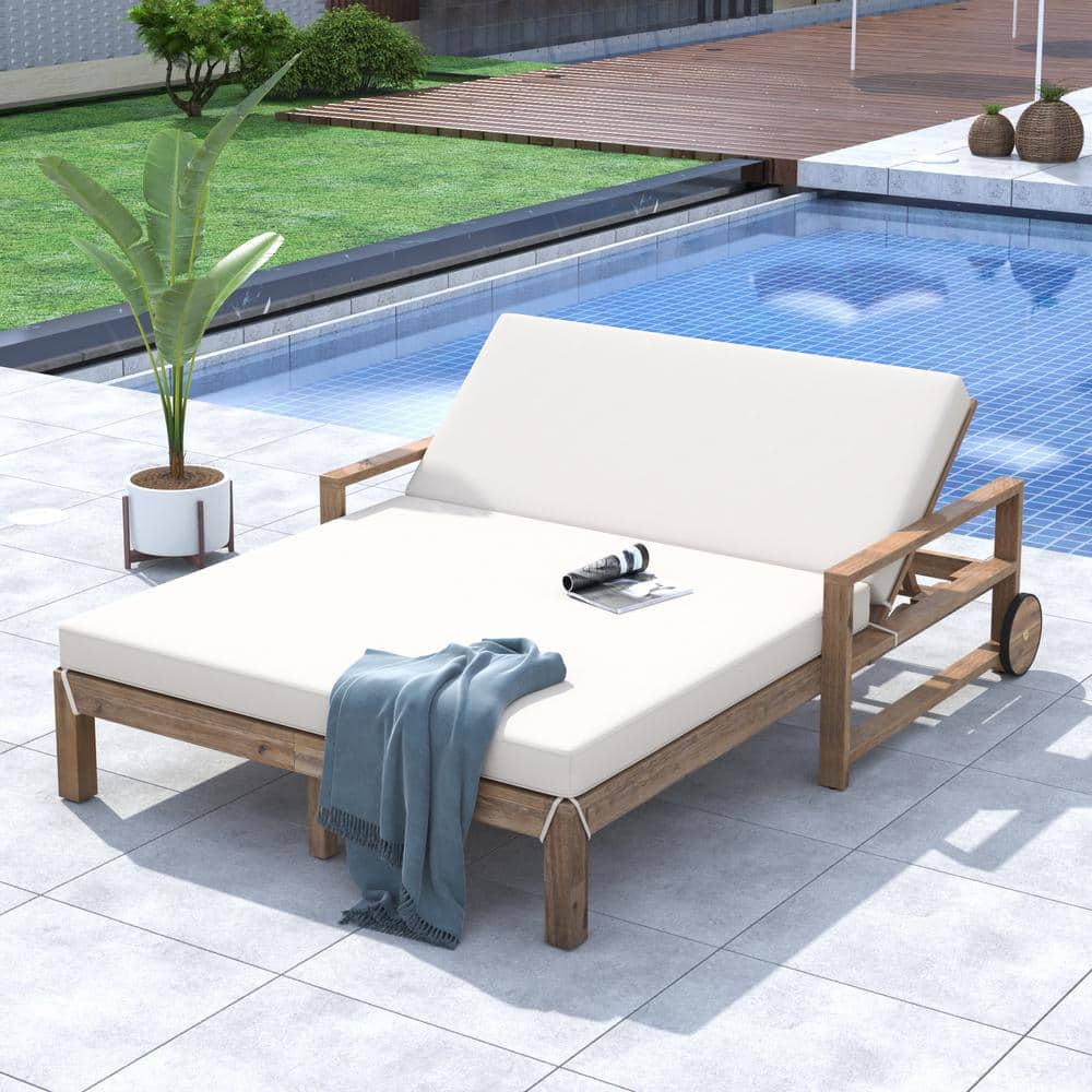 1-Piece Brown Outdoor Lounge Chair with Beige Cushions Seating 2 People for Poolside, Garden and Backyard price history on PriceWatchPro