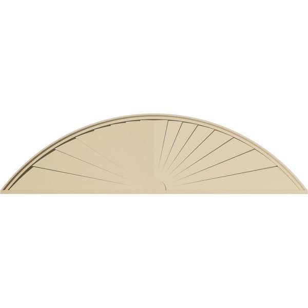 86 in. W x 22-1/2 in. H x 2 in. P Segment Arch Sunburst Signature Urethane Pediment, Primed Tan