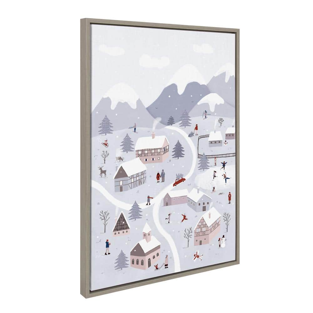 Winter Wonderland Gray Framed Canvas Landscape Print, 23x33