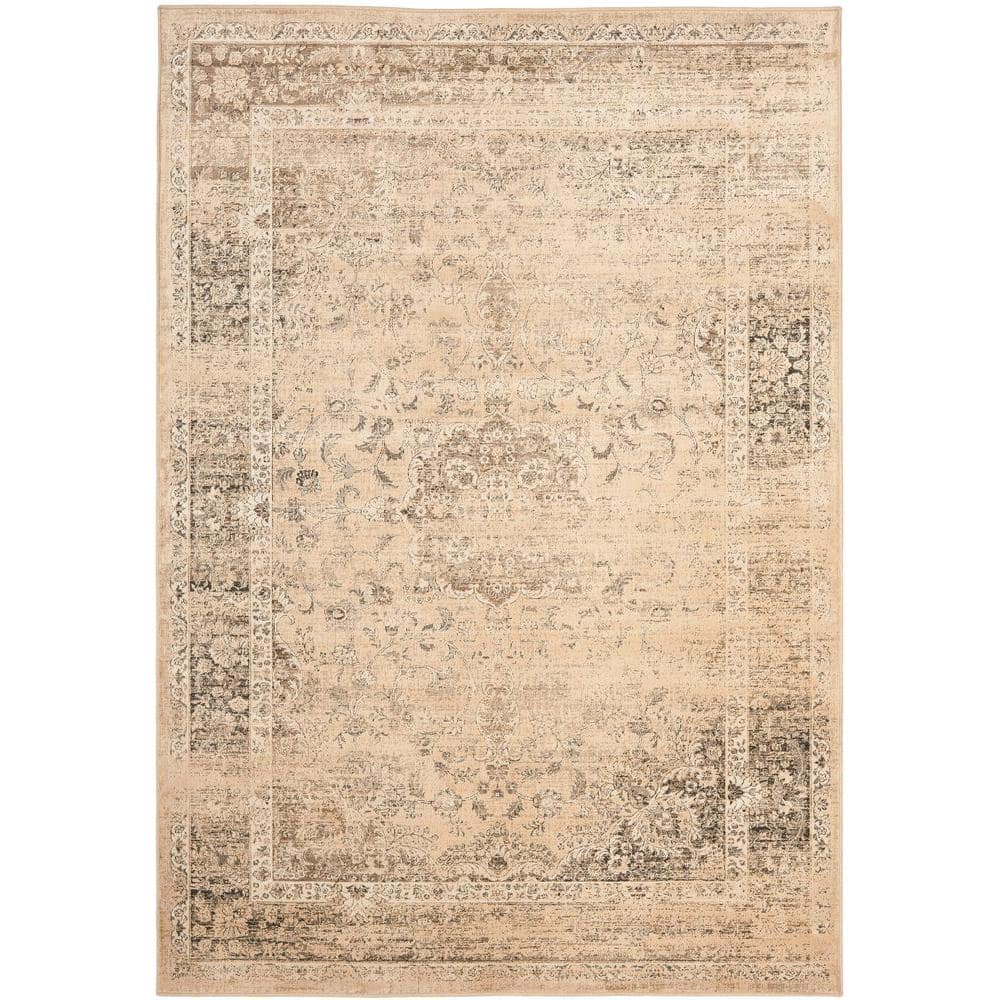 SAFAVIEH Vintage Warm Beige 9 ft. x 12 ft. Border Area Rug VTG113-660-9 ...