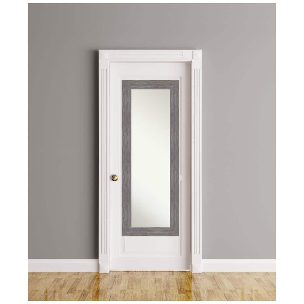 Silver Full Length Bathroom Mirror with Pinstripe Plank Frame