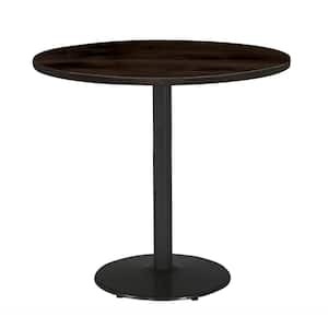 Urban Loft 36 in. Round Espresso Solid Wood Bistro Table with Round Black Steel Frame (Seats 4)