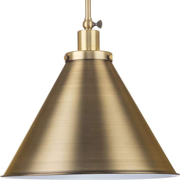 Progress Lighting Hinton Collection 16 in. 1-Light Vintage Bronze Pendant with Metal Shade