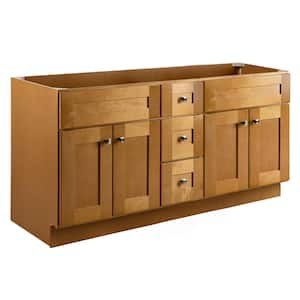 Brookings RTA Plywood 60 in. W x 21 in. D x 31.5 in. H 4-Door 3-Drawer Shaker Bath Vanity Cabinet without Top in Birch
