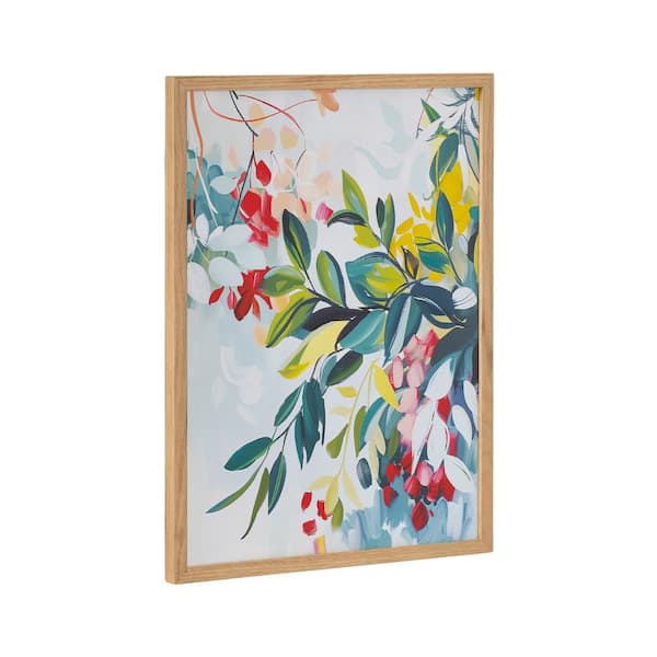 Kate and Laurel Gallery Jewel Tone Botanical Abstract by the Creative Bunch Studio Natural Framed Art Print 12 in. x 16 in.