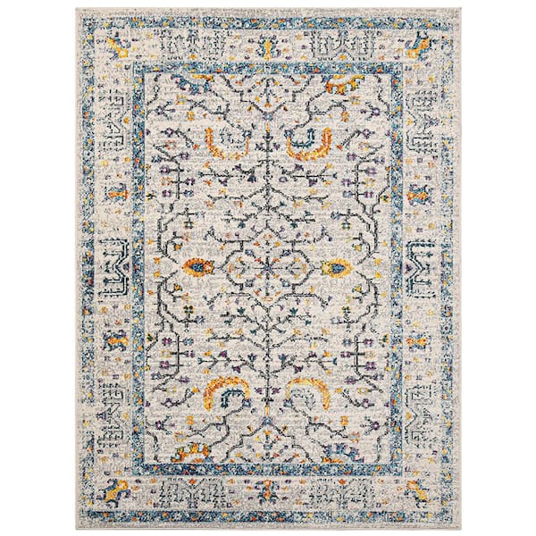 Montana 9 x 12 Ivory/Yellow Bordered Pattern Area Rug for High Traffic Living Room Dining Room Bedroom