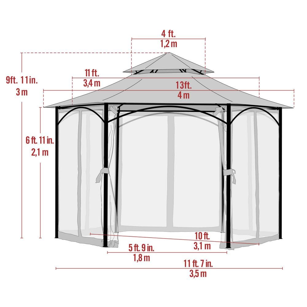 Magnolia 13 ft Brown Steel Frame Outdoor Gazebo