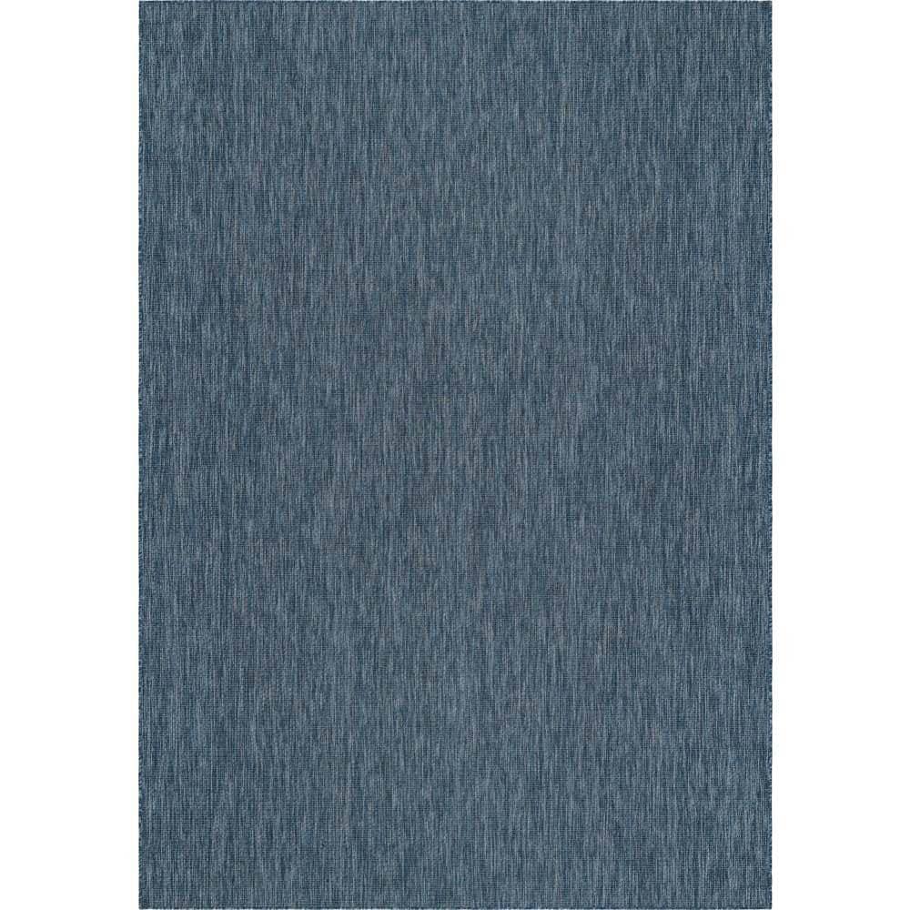 Unique Loom Outdoor Solid Blue 10 ft. x 14 ft. Area Rug 3152116 The