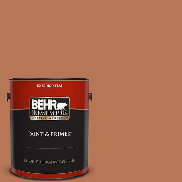 BEHR PREMIUM PLUS 1 gal. Home Decorators Collection #HDC-AC-06 Campfire Blaze Flat Exterior Paint & Primer